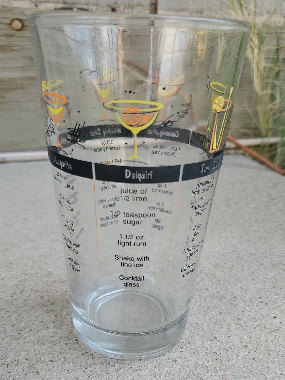 Retro Cocktail Recipe Glass – Daiquiri Print – Barware Décor